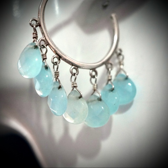 Sterling 20ct Genuine Aquamarine Earrings - Picture 8 of 8